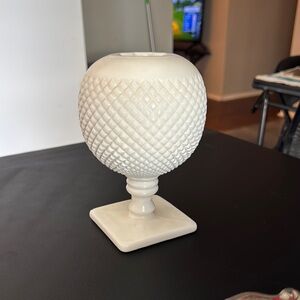 White Textured Globe Vase with Pedestal Base